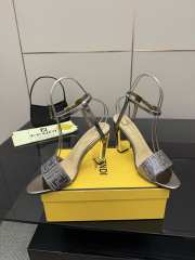 Uubags Fendi Metallic Silver Delfina FF Sequin Sandals 10cm - 2