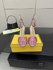 Uubags Fendi Metallic Pink Delfina FF Sequin Sandals 10cm - 6