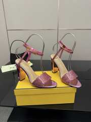 Uubags Fendi Metallic Pink Delfina FF Sequin Sandals 10cm - 5