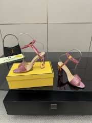 Uubags Fendi Metallic Pink Delfina FF Sequin Sandals 10cm - 3