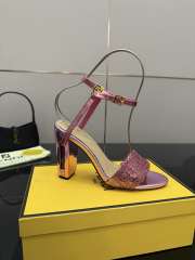 Uubags Fendi Metallic Pink Delfina FF Sequin Sandals 10cm - 4