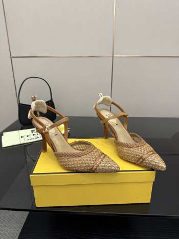 Uubags Fendi raffia mid heel slingback pumps 01