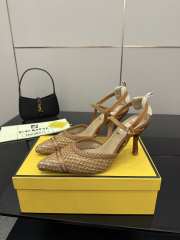 Uubags Fendi raffia mid heel slingback pumps 01 - 5