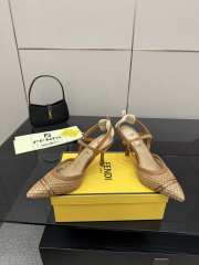 Uubags Fendi raffia mid heel slingback pumps 01 - 6