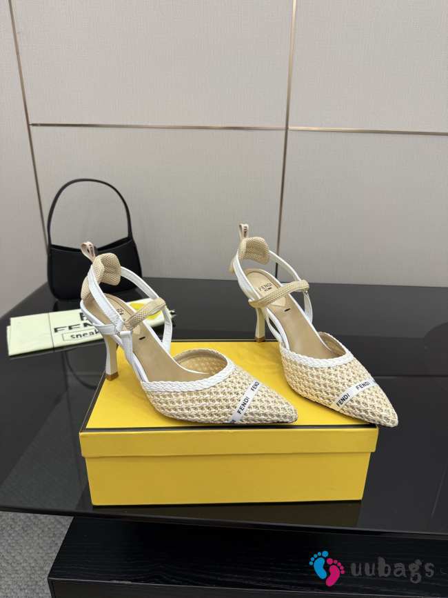 Uubags Fendi raffia mid heel slingback pumps 02 - 1