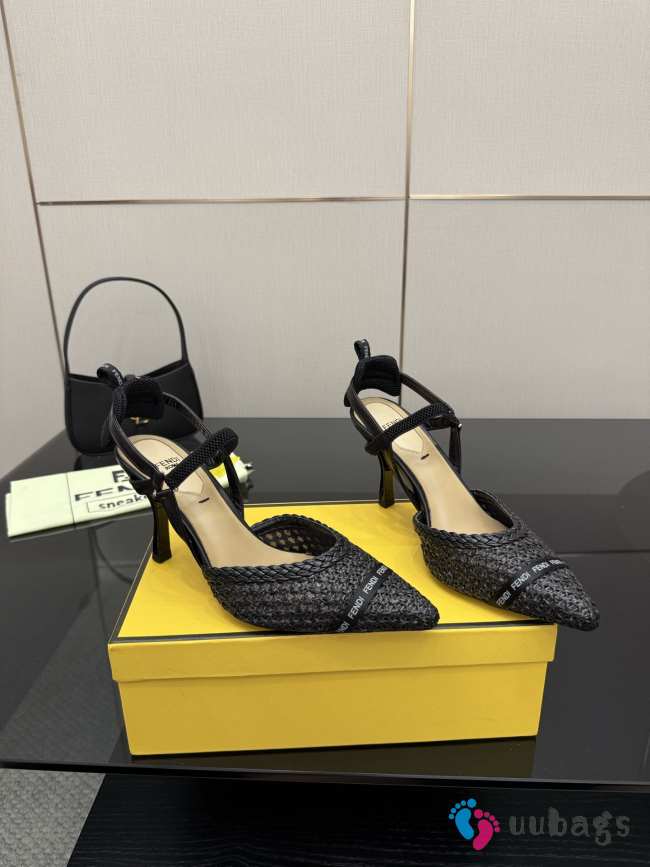 Uubags Fendi raffia mid heel slingback pumps 03 - 1