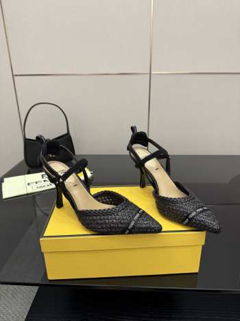 Uubags Fendi raffia mid heel slingback pumps 03