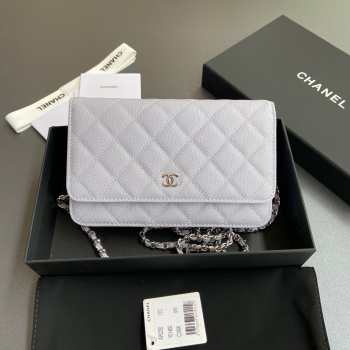 Uubags Chanel Classic Wallet With Strap Caviar & Light Gold-plated Metal Light Purple 20x13x3.5cm