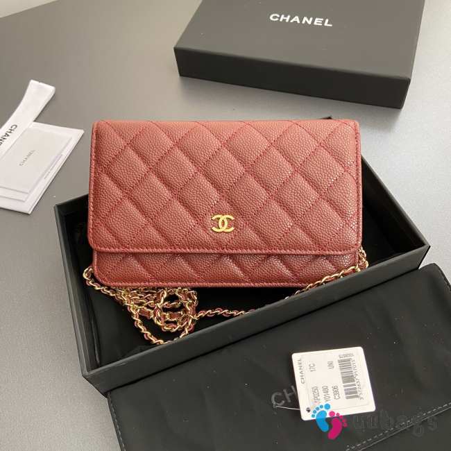 Uubags Chanel Classic Wallet With Strap Caviar & Light Gold-plated Metal Red 20x13x3.5cm - 1