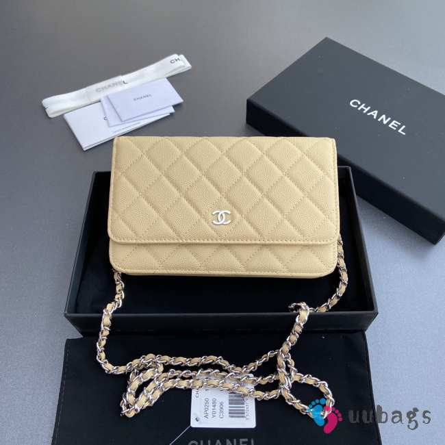 Uubags Chanel Classic Wallet With Strap Caviar & Light Gold-plated Metal Yellow 20x13x3.5cm - 1