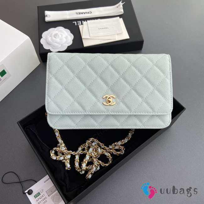 Uubags Chanel Classic Wallet With Strap Caviar & Gold-plated Metal Light Blue 20x13x3.5cm - 1