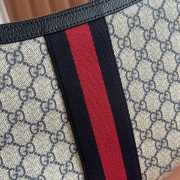 Uubags Gucci Ophidia Medium Bag In Black Beige GG Canvas 30x22x5.5cm - 3