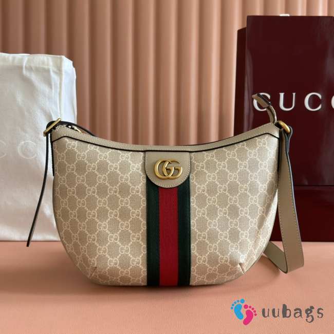 Uubags Gucci Ophidia Medium Bag In Light Beige GG Canvas 30x22x5.5cm - 1