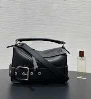 Uubags Loewe small Puzzle Biker bag in black shiny calfskin 16.5x24x10.5cm - 2