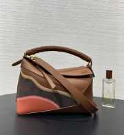 Uubags Loewe small Puzzle Edge landscape bag in pecan/parrot pink nappa calfskin 24x16.5x10.5cm - 6