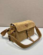 Uubags Prada 1BD394 Explore medium suede bag with flap in light brown 30x14x10cm - 5
