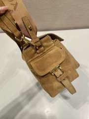 Uubags Prada 1BD394 Explore medium suede bag with flap in light brown 30x14x10cm - 4