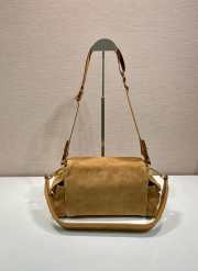 Uubags Prada 1BD394 Explore medium suede bag with flap in light brown 30x14x10cm - 3
