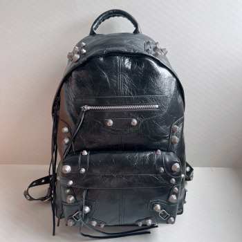 Uubags Balenciaga Le Cagole Backpack in black Arena lambskin, aged-silver hardware 33x9x48cm