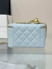 Uubags Chanel Classic Vanity Case Granied Calfskin & Gold-Tone Metal Light Blue 17x9.5x8cm - 5