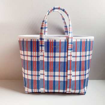Uubags Balenciaga Barbes East-west Leather Shopping Tote Bag In Blue 31x15x27cm