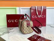 Uubags Gucci mini bag beige and dark brown soft GG monogram coated fabric red leather trim - 2