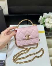 Uubags Chanel wallet on chain pink leather mini bag 13x9.5x6cm - 3
