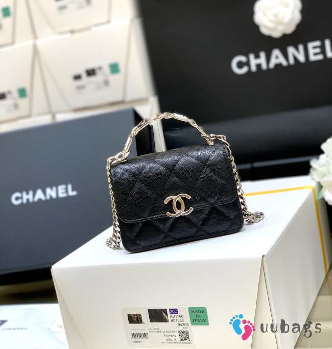 Uubags Chanel wallet on chain black leather mini bag 13x9.5x6cm - 1