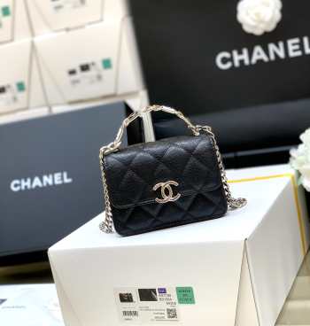 Uubags Chanel wallet on chain black leather mini bag 13x9.5x6cm