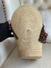 Uubags Loewe Petal Basket Bag In Raffia And Calfskin 24.5x48x13cm - 6