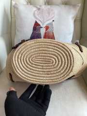 Uubags Loewe Petal Basket Bag In Raffia And Calfskin 24.5x48x13cm - 5