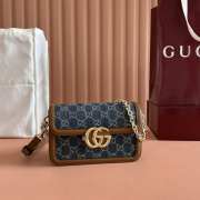 Uubags Gucci Go small shoulder bag brown crystal GG denim 21.5x14x9cm - 1