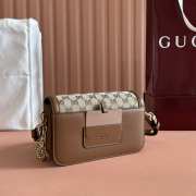 Uubags Gucci Go small shoulder bag brown/ beige GG denim 21.5x14x9cm - 6