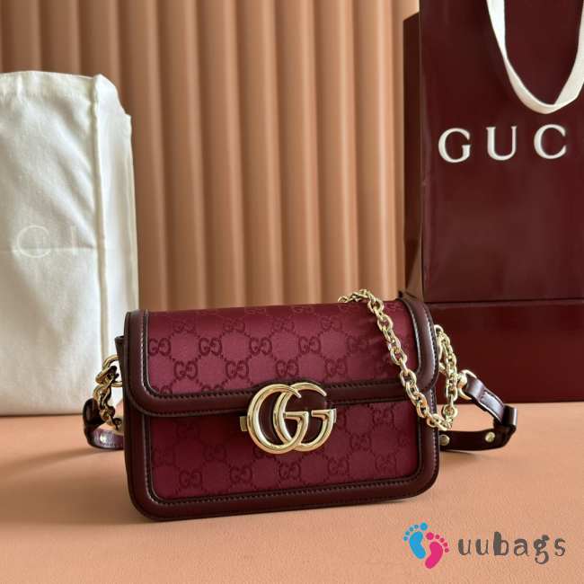 Uubags Gucci Go small shoulder bag red GG suede 21.5x14x9cm - 1