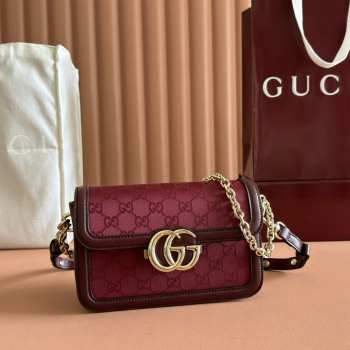 Uubags Gucci Go small shoulder bag red GG suede 21.5x14x9cm