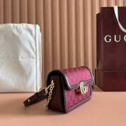Uubags Gucci Go small shoulder bag red GG suede 21.5x14x9cm - 6