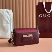 Uubags Gucci Go small shoulder bag red GG suede 21.5x14x9cm - 4