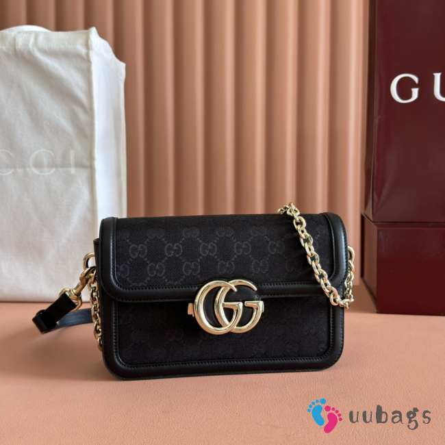 Uubags Gucci Go small shoulder bag black GG suede 21.5x14x9cm - 1