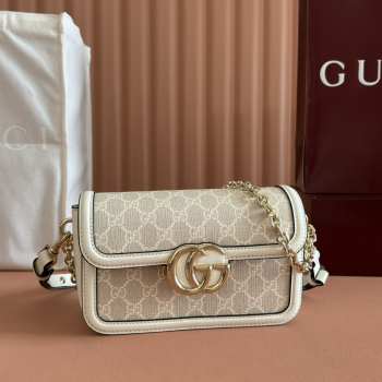 Uubags Gucci Go small shoulder bag white/ beige GG denim 21.5x14x9cm