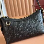 Uubags Gucci Emblem small shoulder bag black GG embossed leather 22x14x8cm - 3