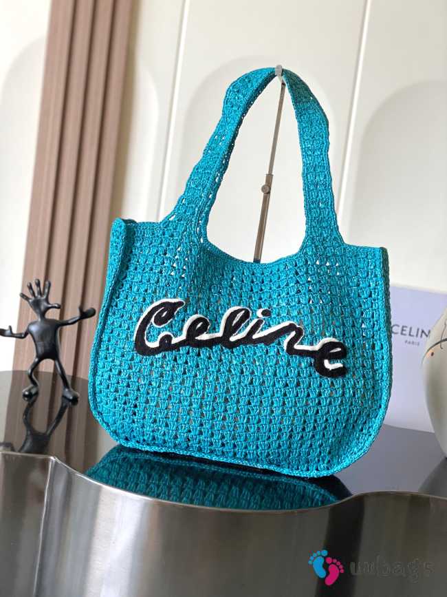 Uubags Celine Large Hobo Panier In Cobalt Raffia 53x34x11cm - 1