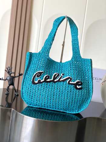 Uubags Celine Large Hobo Panier In Cobalt Raffia 53x34x11cm