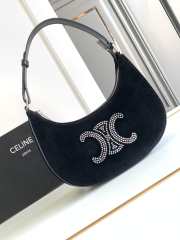 Uubags Celine Ava Triomphe Strass Velvet Bag Black 24.5x17x9cm - 1
