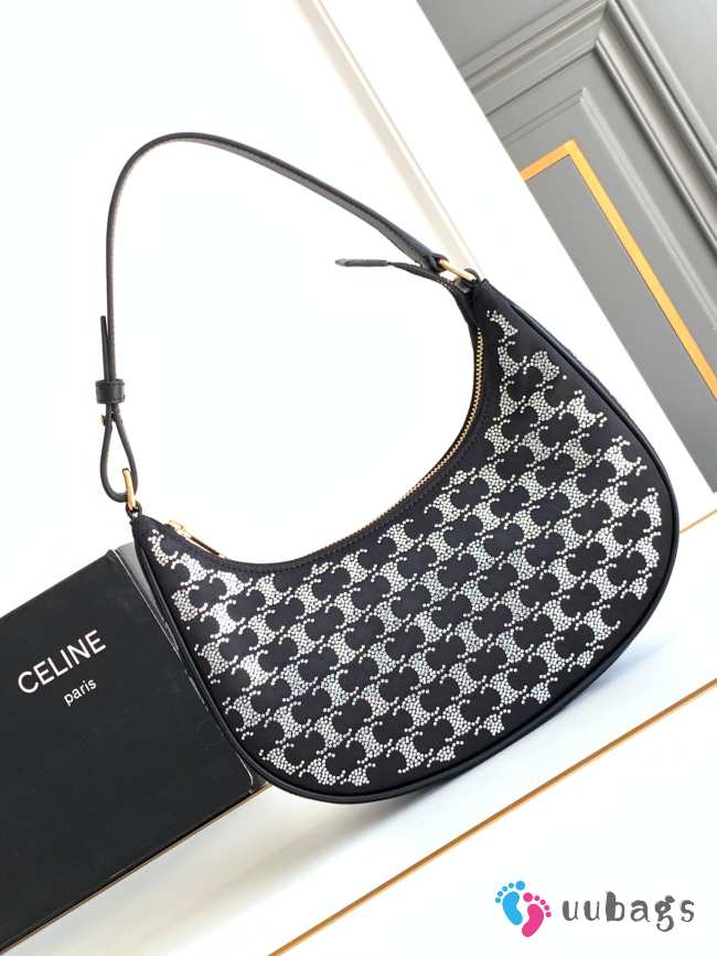 Uubags Celine Ava Bag in Textile with Triomphe Embroidery Black 24.5x17x9cm - 1