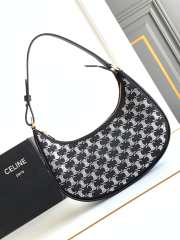 Uubags Celine Ava Bag in Textile with Triomphe Embroidery Black 24.5x17x9cm - 1