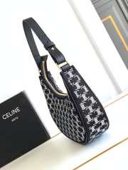 Uubags Celine Ava Bag in Textile with Triomphe Embroidery Black 24.5x17x9cm - 5