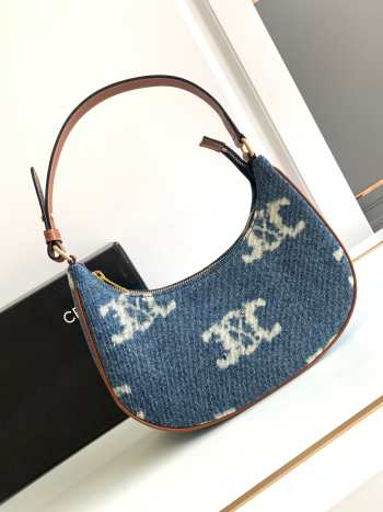 Uubags Celine Medium Ava Bag With Triomphe Denim Navy/Tan 23x19x7cm