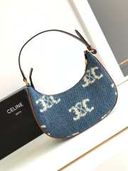 Uubags Celine Medium Ava Bag With Triomphe Denim Navy/Tan 23x19x7cm - 2