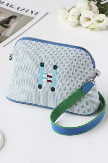Uubags Hermes Bolide Crazy H case, medium model bag in blue 26x18cm