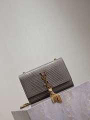 Uubags YSL Grey Kate Small Classic Tassel Clutch in Crocodile Embossed Bag 20x13.5x5.5cm - 3